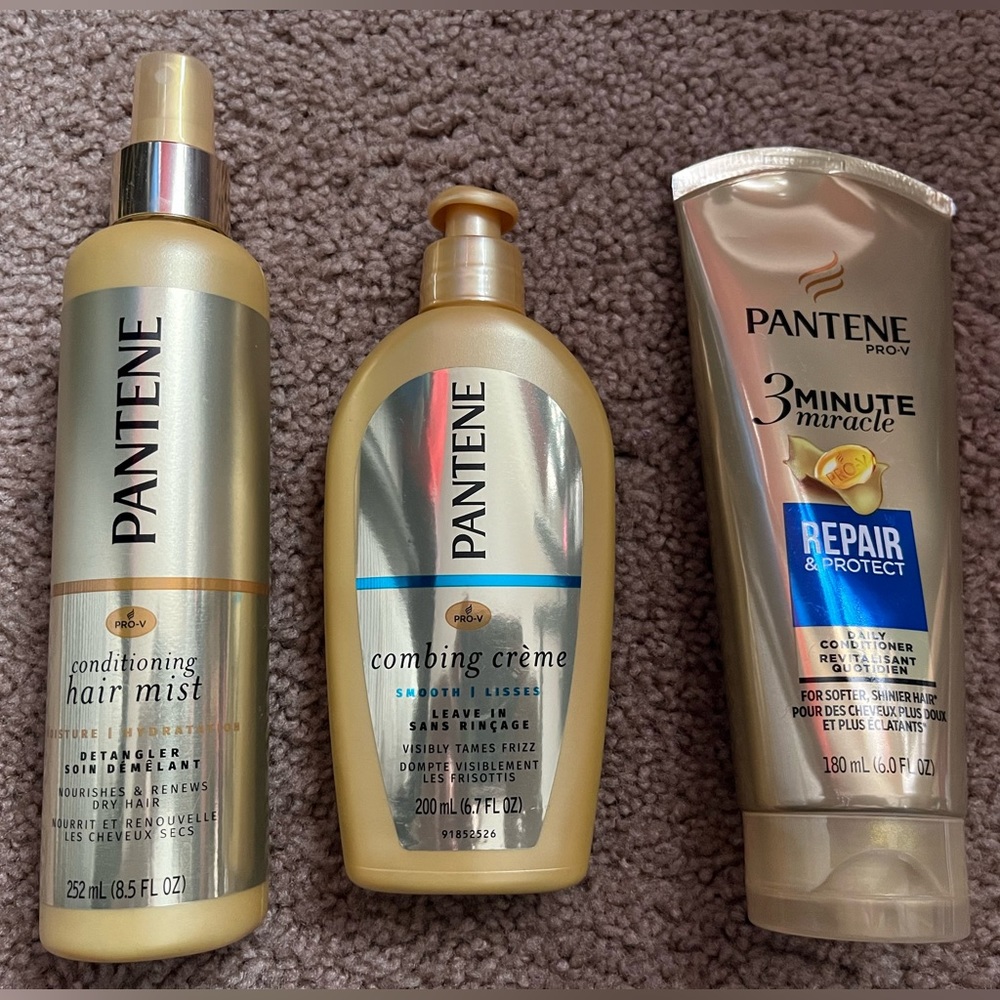 3 Brand New Pantene Styling Set. Detangler, Leave In & 3Min Daily Condit…